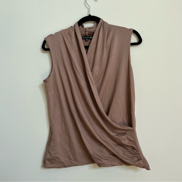 Babette Tops - Babette Tan Faux Wrap top Medium